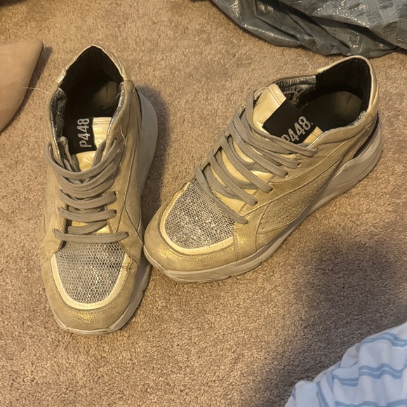 P448 Metallic Gold and Silver Sneakers - Picture 1 of 5